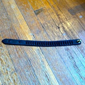 Faux leather and black beaded bracelet